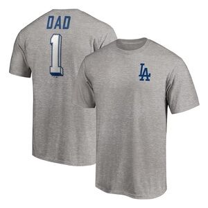 Los Angeles Dodgers Number One Dad T-Shirt - Heather Gray Size 4XL